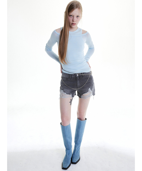 WHOLE PAPER(ホールペーパー)の「デミッジデニムショートパンツ(ブラック)(その他パンツ・レディース・その他・SMALL/MEDIUM)」の3枚目の写真