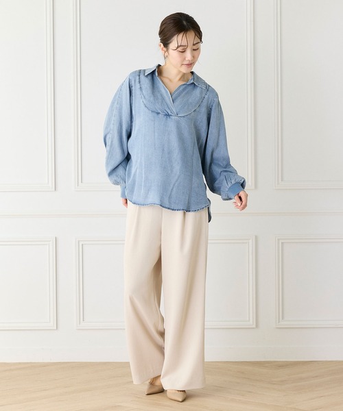 INED(イネド)の「Iラインイージーワイドパンツ(その他パンツ・レディース・カーキ/チャコールグレー・7号/9号/11号)」の3枚目の写真