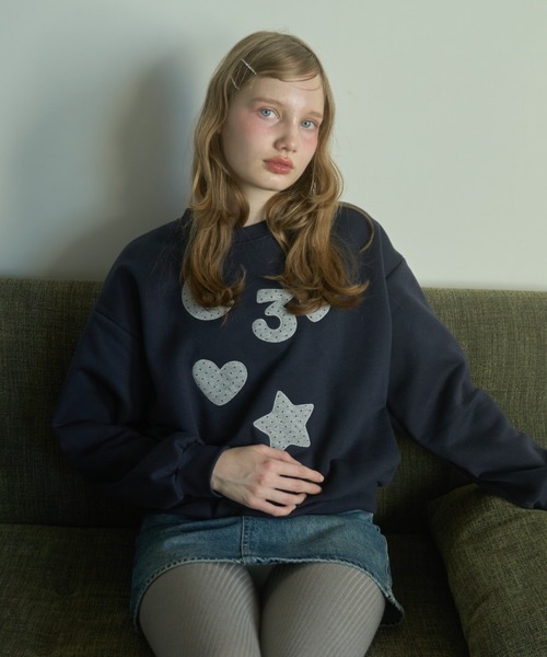 Birthday room（バースデイルーム）の「ドットパッチワークスウェット/Dot patchwork sweatshirt（スウェット・レディース・ネイビー/ホワイト/ブラウン・FREE）」の21枚目の写真