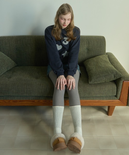 Birthday room（バースデイルーム）の「ドットパッチワークスウェット/Dot patchwork sweatshirt（スウェット・レディース・ネイビー/ホワイト/ブラウン・FREE）」の22枚目の写真