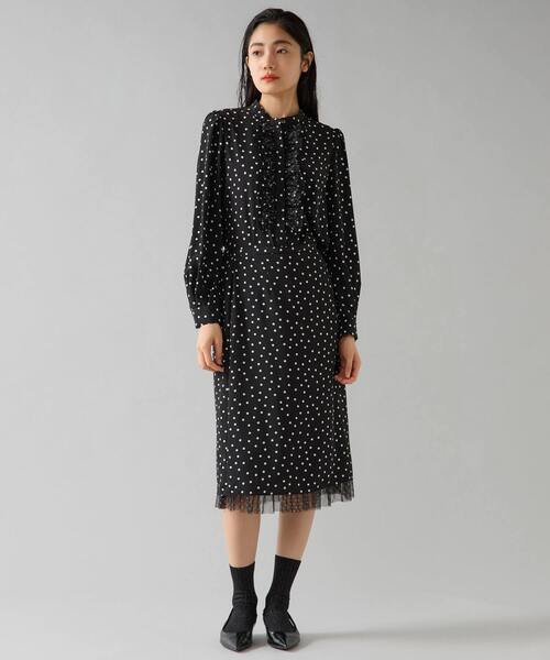 Tiara（ティアラ）の「ドットプリントフリルブラウス（シャツ/ブラウス・レディース・ブラック/ホワイト・FREE）」の4枚目の写真