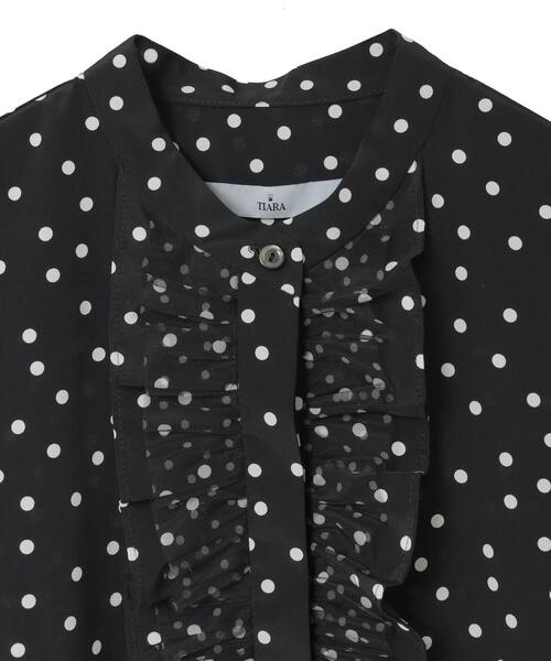 Tiara（ティアラ）の「ドットプリントフリルブラウス（シャツ/ブラウス・レディース・ブラック/ホワイト・FREE）」の13枚目の写真