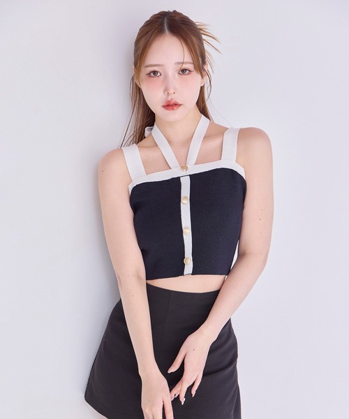 セール】【REVIVAL】ZOZO限定/セット対応/配色ニットビスチェ