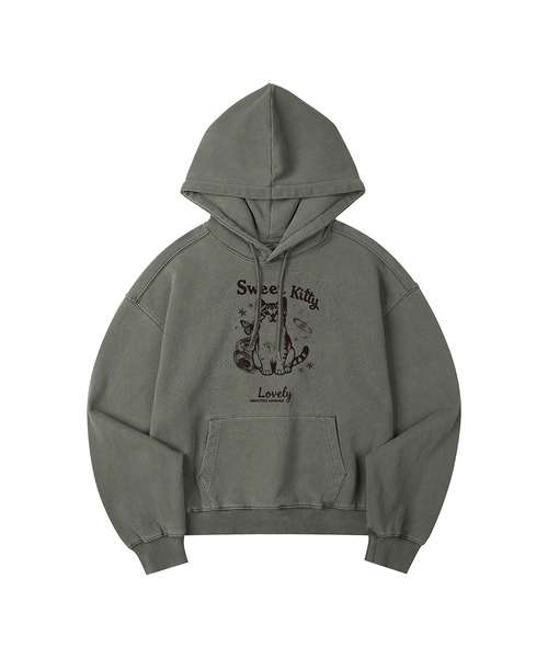 WILDROCK(ワイルドロック)の「ホリシーシュ ラブリーキャット ピグメントオーバーサイズフードパーカー_5 COL(パーカー・レディース・ライトグレー/ピンク/ブルー/ダークカーキ/チャコール・SMALL/MEDIUM/LARGE/X-SMALL)」の2枚目の写真