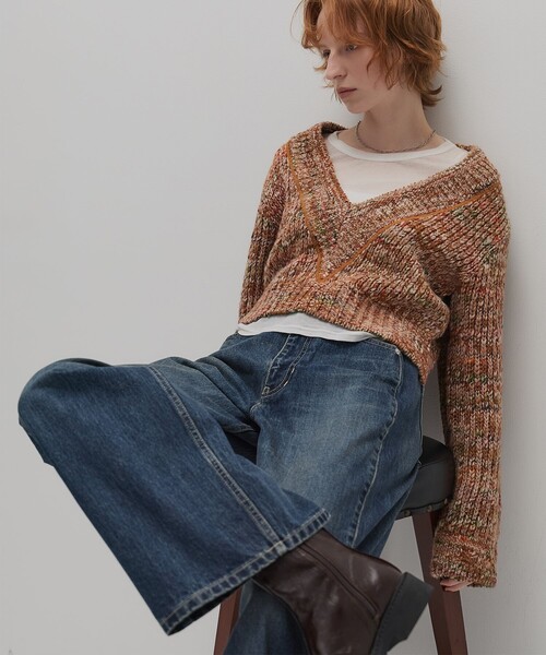 PUBLIC TOKYO(パブリックトウキョウ)の「ラインストレートデニム(デニムパンツ・レディース・ブルー/グリーン・2/1)」の5枚目の写真