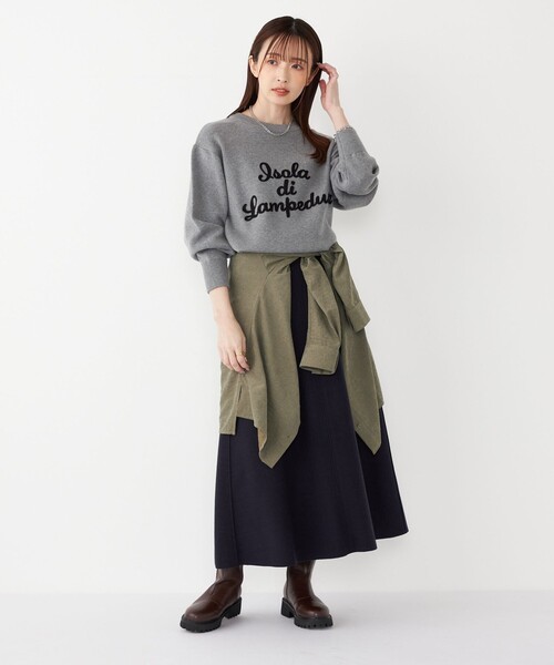SHIPS Colors:〈手洗い可能〉ジャージーメルトン ポケット フレア