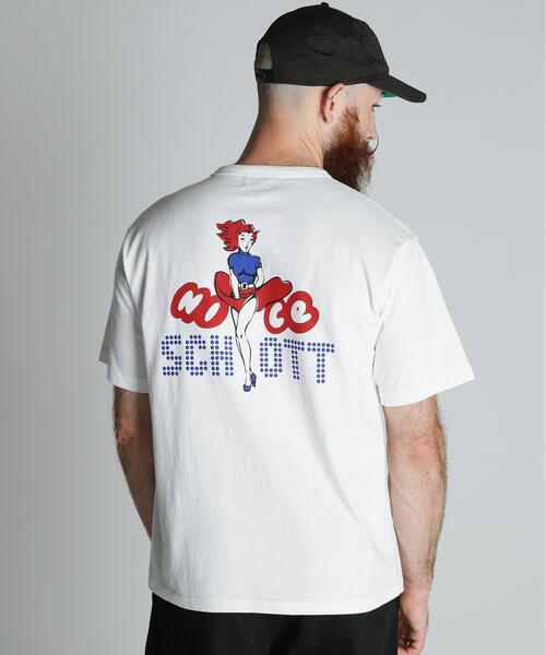 Schott(ショット)の「Schott/ショット/NICE Schott T-SHIRT/ナイスショット Tシャツ(Tシャツ/カットソー・メンズ・ネイビー/ホワイト/チャコールグレー・M/2XL/XL/L)」の4枚目の写真