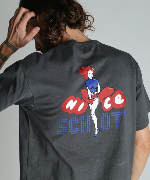 schott(ショット)の「Schott/ショット/NICE Schott T-SHIRT/ナイスショット Tシャツ(Tシャツ/カットソー・メンズ・ネイビー/ホワイト/チャコールグレー・M/2XL/XL/L)」の2枚目の写真