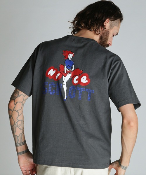 schott(ショット)の「Schott/ショット/NICE Schott T-SHIRT/ナイスショット Tシャツ(Tシャツ/カットソー・メンズ・ネイビー/ホワイト/チャコールグレー・M/2XL/XL/L)」の6枚目の写真