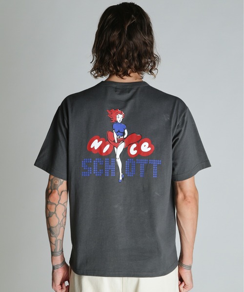 schott(ショット)の「Schott/ショット/NICE Schott T-SHIRT/ナイスショット Tシャツ(Tシャツ/カットソー・メンズ・ネイビー/ホワイト/チャコールグレー・M/2XL/XL/L)」の11枚目の写真
