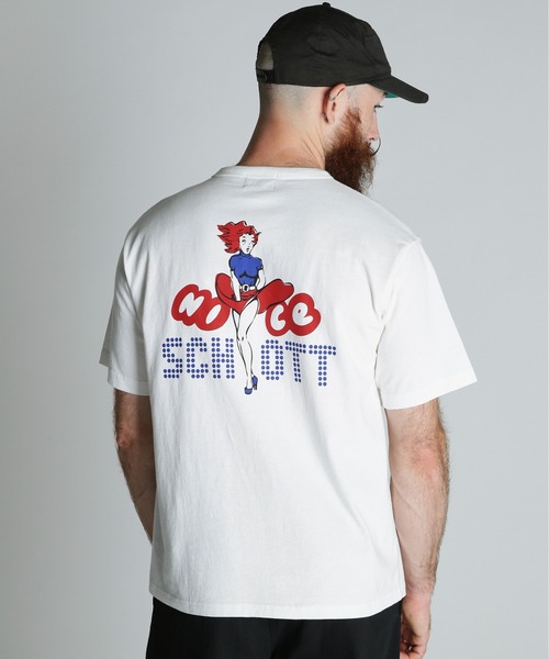 schott(ショット)の「Schott/ショット/NICE Schott T-SHIRT/ナイスショット Tシャツ(Tシャツ/カットソー・メンズ・ネイビー/ホワイト/チャコールグレー・M/2XL/XL/L)」の4枚目の写真