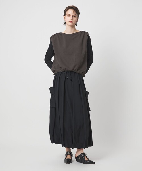 ASTRAET(アストラット)の「<ASTRAET>ウラケ ボートネック ノースリーブカットソー(スウェット・レディース・ライトグレー/ダークグレー・FREE)」の7枚目の写真