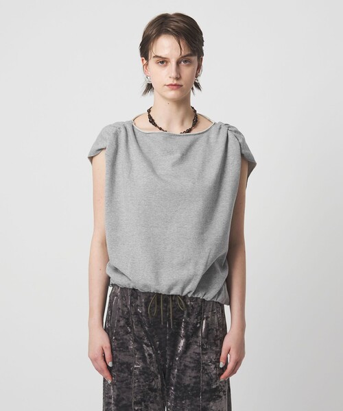 ASTRAET(アストラット)の「<ASTRAET>ウラケ ボートネック ノースリーブカットソー(スウェット・レディース・ライトグレー/ダークグレー・FREE)」の9枚目の写真