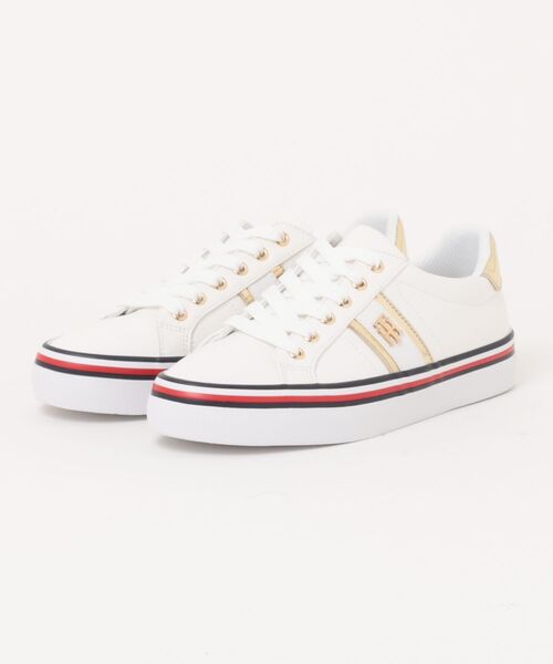 TOMMY HILFIGER（トミーヒルフィガー）の「【TOMMY HILFIGER】シンプルスニーカー　トリコロール×ゴールド（スニーカー・レディース・ホワイト・6/6.5/7/5.5/8）」の8枚目の写真