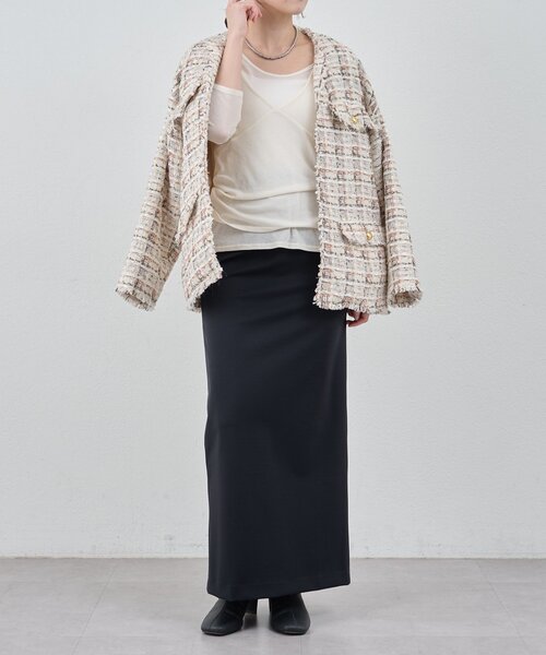 SHENERY（シーナリー）の「ストレッチジャージータイトスカート（スカート・レディース・ブラック/アイボリー・36/40/38）」の3枚目の写真