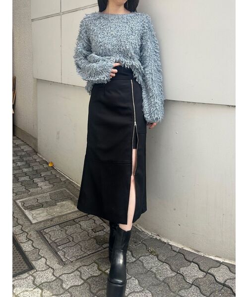 MURUA(ムルーア)の「ジップスリットAラインスカート(スカート・レディース・ベージュ/ブラック・1/2)」の13枚目の写真