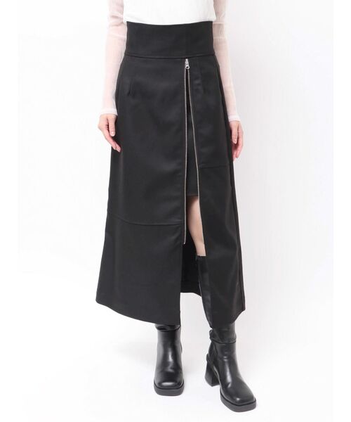 MURUA(ムルーア)の「ジップスリットAラインスカート(スカート・レディース・ベージュ/ブラック・1/2)」の6枚目の写真