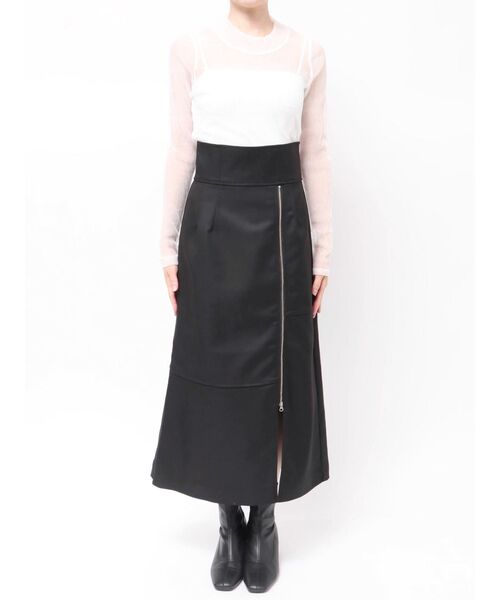 MURUA(ムルーア)の「ジップスリットAラインスカート(スカート・レディース・ベージュ/ブラック・1/2)」の7枚目の写真