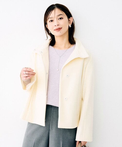 UNTITLED（アンタイトル）の「スタンドカラーショートコート（その他アウター・レディース・オフホワイト/グレー/ナチュラル/ブラック・01/02/03）」の6枚目の写真