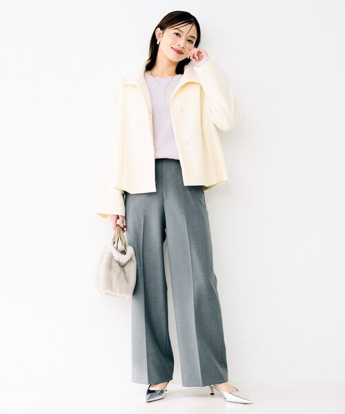 UNTITLED（アンタイトル）の「スタンドカラーショートコート（その他アウター・レディース・オフホワイト/グレー/ナチュラル/ブラック・01/02/03）」の8枚目の写真