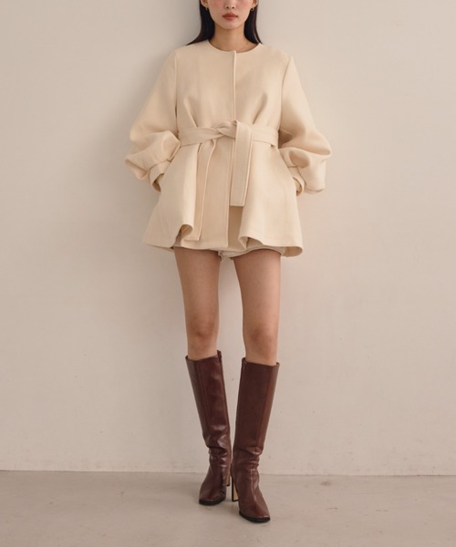 ブラウンファーコート バルーンスリーブ LE CERCLE par ropé(ル セルクル パー ロペ) / バルーンスリーブハーフ