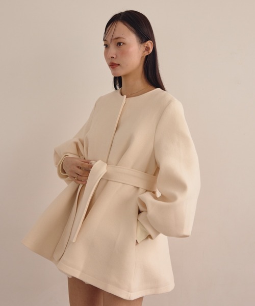 ACYM アシーム　　バルーンスリーブフレアコート バルーンスリーブフレアコート（ノーカラージャケット）｜ACYM