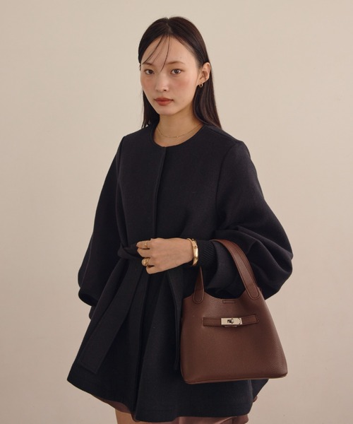 バルーンスリーブフレアコート（ノーカラージャケット）｜ACYM