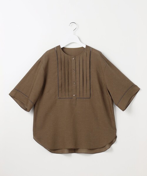 自由区(ジユウク)の「ナチュラルリネンタックデザイン ブラウス(シャツ/ブラウス・レディース・ブラウン系/スカイブルー系/ベージュ系1・32)」の8枚目の写真