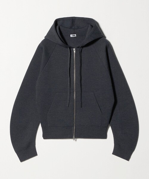 H　BEAUTY&YOUTH UNITED ARROWS（エイチビューティーアンドユースユナイテッドアローズ）の「＜H＞ウールスムース ジップパーカー（カーディガン/ボレロ・レディース・ダークグレー/ブラック・FREE）」の2枚目の写真