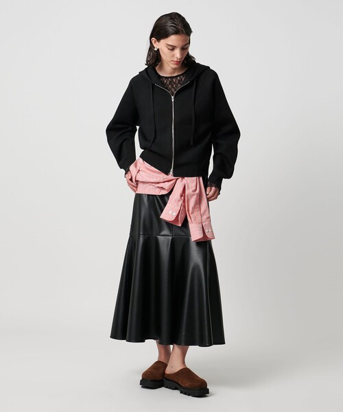 H　BEAUTY&YOUTH UNITED ARROWS（エイチビューティーアンドユースユナイテッドアローズ）の「＜H＞ウールスムース ジップパーカー（カーディガン/ボレロ・レディース・ダークグレー/ブラック・FREE）」の4枚目の写真