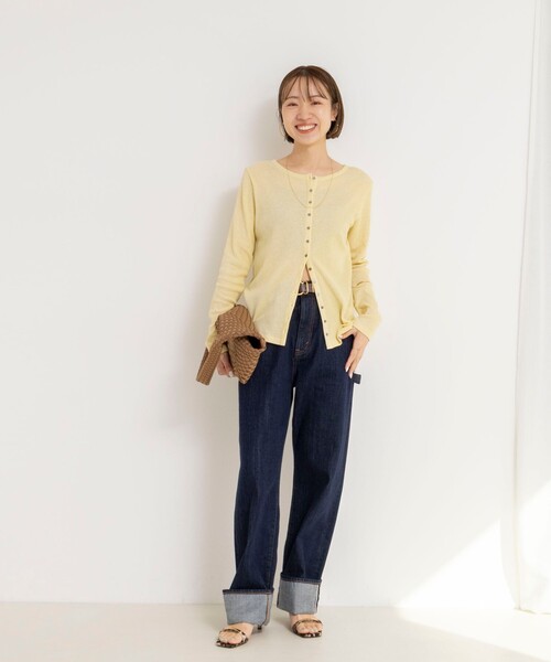 NOLLEY’S（ノーリーズ）の「ウォッシャブルナチュラルテレコ2WAYカーデ（カーディガン/ボレロ・レディース・イエロー/アイボリー/ブラック・FREE）」の4枚目の写真