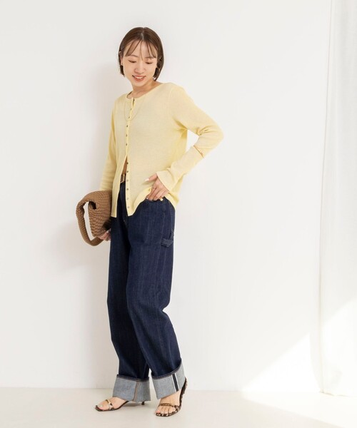 NOLLEY’S（ノーリーズ）の「ウォッシャブルナチュラルテレコ2WAYカーデ（カーディガン/ボレロ・レディース・イエロー/アイボリー/ブラック・FREE）」の5枚目の写真