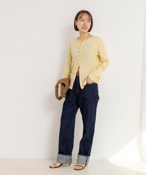 NOLLEY’S（ノーリーズ）の「ウォッシャブルナチュラルテレコ2WAYカーデ（カーディガン/ボレロ・レディース・イエロー/アイボリー/ブラック・FREE）」の6枚目の写真