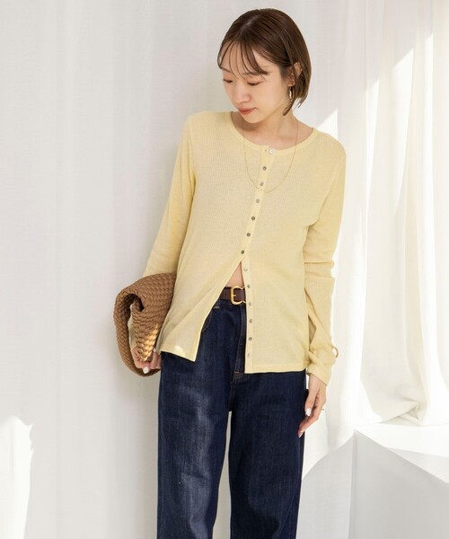 NOLLEY’S（ノーリーズ）の「ウォッシャブルナチュラルテレコ2WAYカーデ（カーディガン/ボレロ・レディース・イエロー/アイボリー/ブラック・FREE）」の10枚目の写真
