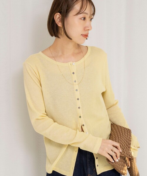 NOLLEY’S（ノーリーズ）の「ウォッシャブルナチュラルテレコ2WAYカーデ（カーディガン/ボレロ・レディース・イエロー/アイボリー/ブラック・FREE）」の13枚目の写真