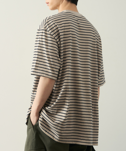 ROTEMBER（ローテンバー）の「ピグメントストライプハーフTシャツ[ベージュ]（Tシャツ/カットソー・メンズ・その他・X-LARGE）」の2枚目の写真