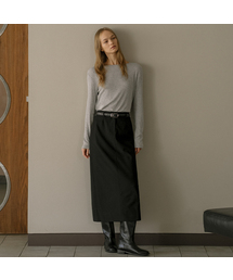 Basic H-line long skirt [KNFW02SK04]_Black