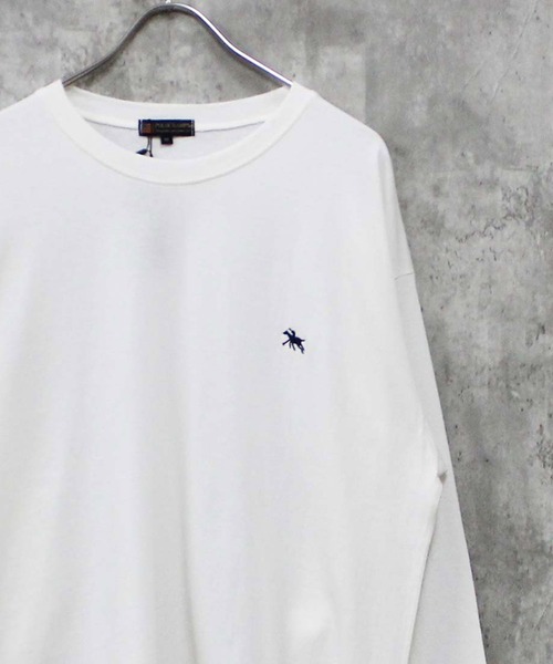 POLOCHAMPS(ポロチャンプス)の「【POLOCHAMPS / ポロチャンプス】ワンポイント 刺繍 ロングTシャツ(Tシャツ/カットソー・メンズ・チャコール/ネイビー/ブラック/杢グレー/ダークグリーン/オフホワイト・MEDIUM/LARGE/X-LARGE)」の2枚目の写真