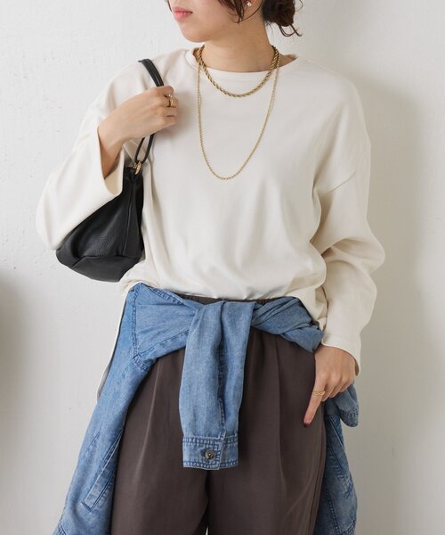 Jena espace merveilleux(ジェナ エスパスメルヴェイユ)の「裾ラウンドストレッチカットソー(Tシャツ/カットソー・レディース・ブラック/オフホワイト/チャコールグレー・FREE)」の9枚目の写真