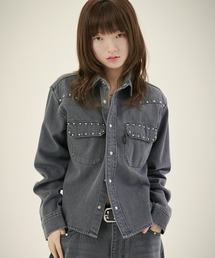 MSG（エムエスジー）の「スタッズデザイン短丈デニムシャツ（シャツ/ブラウス）」