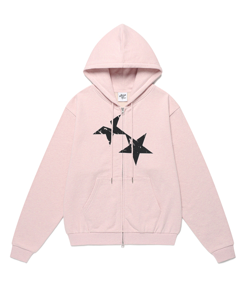 Cavish（カビシ）の「TWIN STAR ZIP UP HOODIE PINK(CV2FFUM498A)（パーカー・レディース・ピンク・S/M/L）」の2枚目の写真