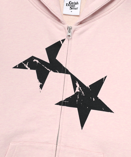 Cavish（カビシ）の「TWIN STAR ZIP UP HOODIE PINK(CV2FFUM498A)（パーカー・レディース・ピンク・S/M/L）」の5枚目の写真