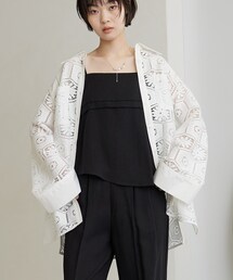 幾何柄レースビッグシャツ