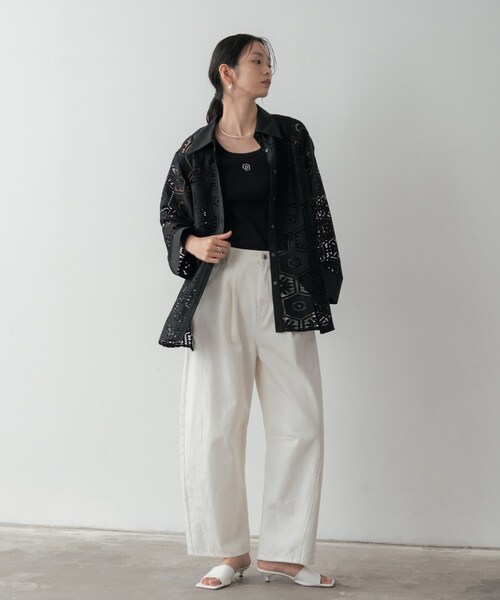 GALLEST（ギャレスト）の「幾何柄レースビッグシャツ（シャツ/ブラウス・レディース・ホワイト/ブラック・38）」の15枚目の写真