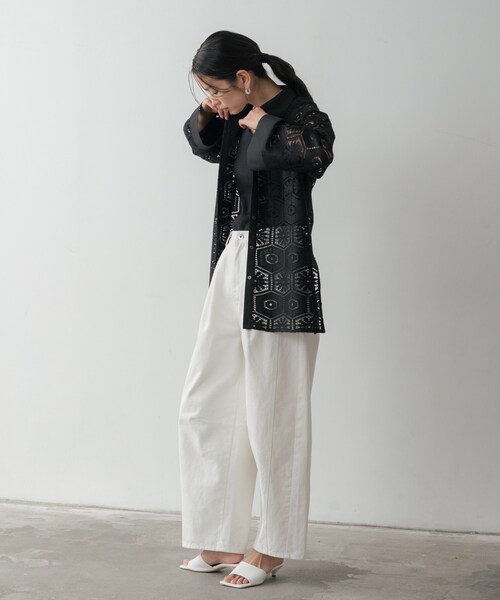 GALLEST（ギャレスト）の「幾何柄レースビッグシャツ（シャツ/ブラウス・レディース・ホワイト/ブラック・38）」の16枚目の写真