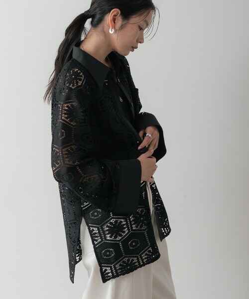 GALLEST（ギャレスト）の「幾何柄レースビッグシャツ（シャツ/ブラウス・レディース・ホワイト/ブラック・38）」の18枚目の写真