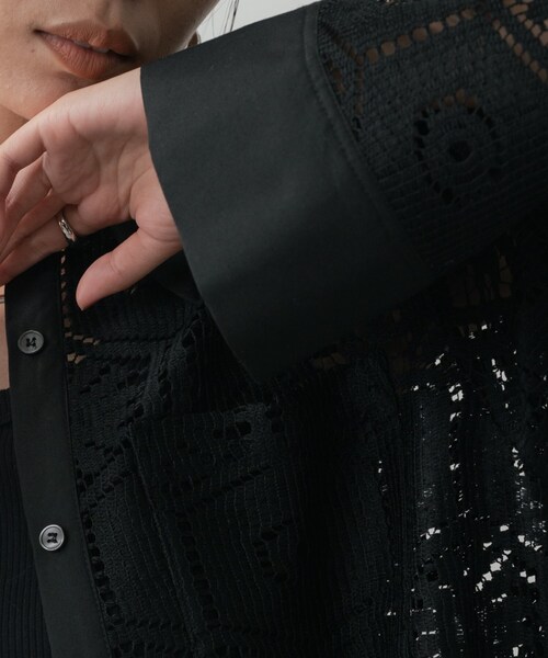 GALLEST（ギャレスト）の「幾何柄レースビッグシャツ（シャツ/ブラウス・レディース・ホワイト/ブラック・38）」の21枚目の写真