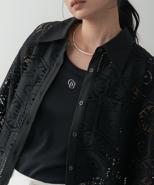 GALLEST（ギャレスト）の「幾何柄レースビッグシャツ（シャツ/ブラウス・レディース・ホワイト/ブラック・38）」の22枚目の写真