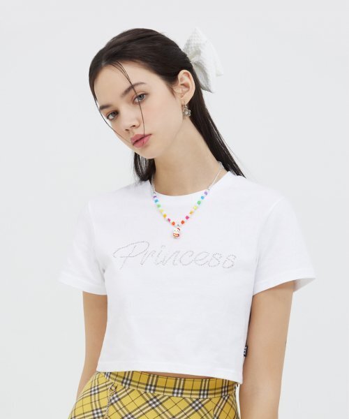VVV(ブイブイブイ)の「プリンセスキュービッククロップTシャツ _ ホワイト(Tシャツ/カットソー・レディース・その他・ONE SIZE)」の1枚目の写真