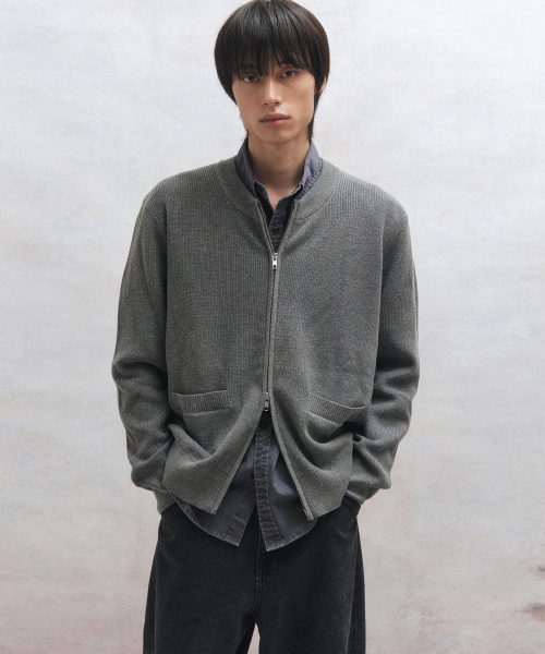 Big Unionの「ジップアップニットジャケット(グレー)(その他アウター・メンズ・その他・S/M/L)」の1枚目の写真